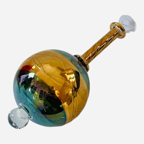 Egyptian Glass Teardrop Christmas Ornament Green Gold Collectible Holiday Decor - Picture 2 of 5